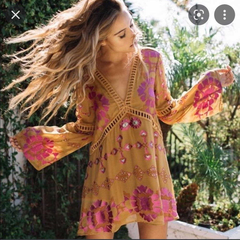 For Love & Lemons Boho Silk Dress